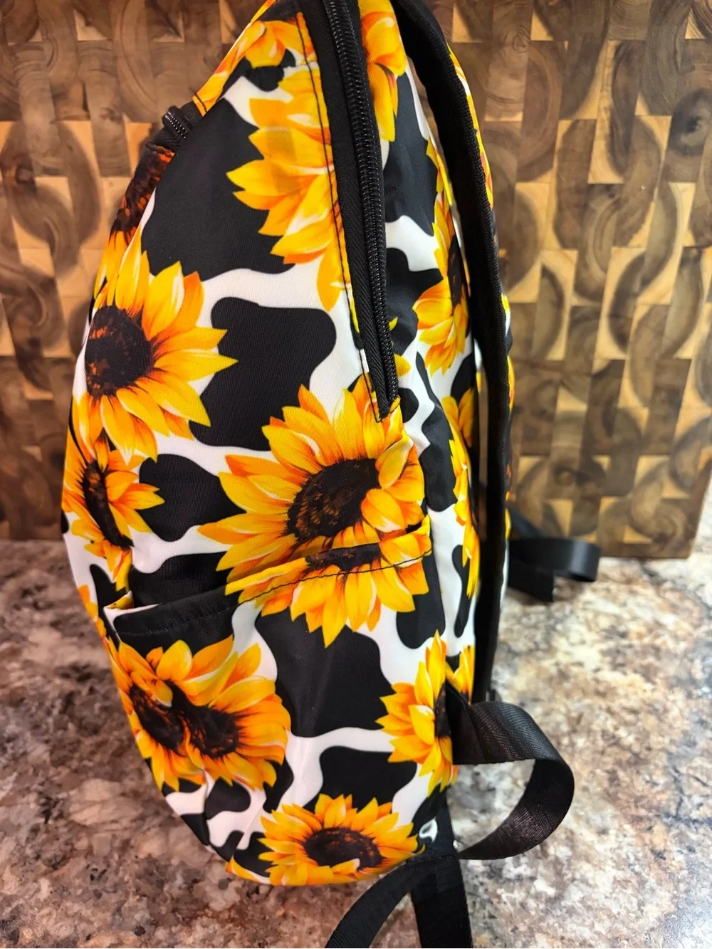 Sunflower Print Women's Backpack - Yellow Sunflower